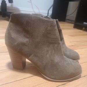 Olive green suede ankle booties